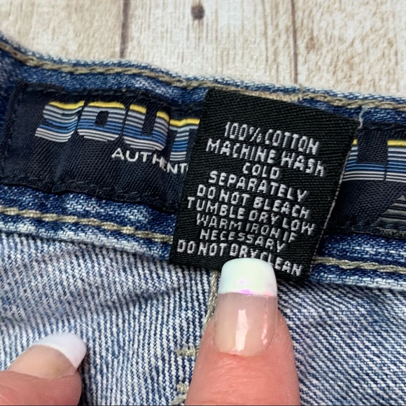 South Pole denim shorts light wash long legs with ties EUC 34 - Picture 7 of 7